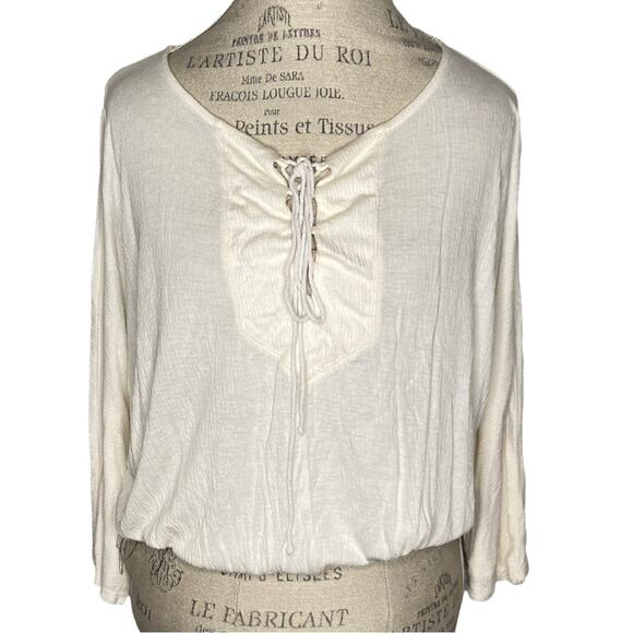Ella moss White Slit Sleeve Cold Shoulder Peasant Top Blouse Women’s Size XS - Picture 8 of 8